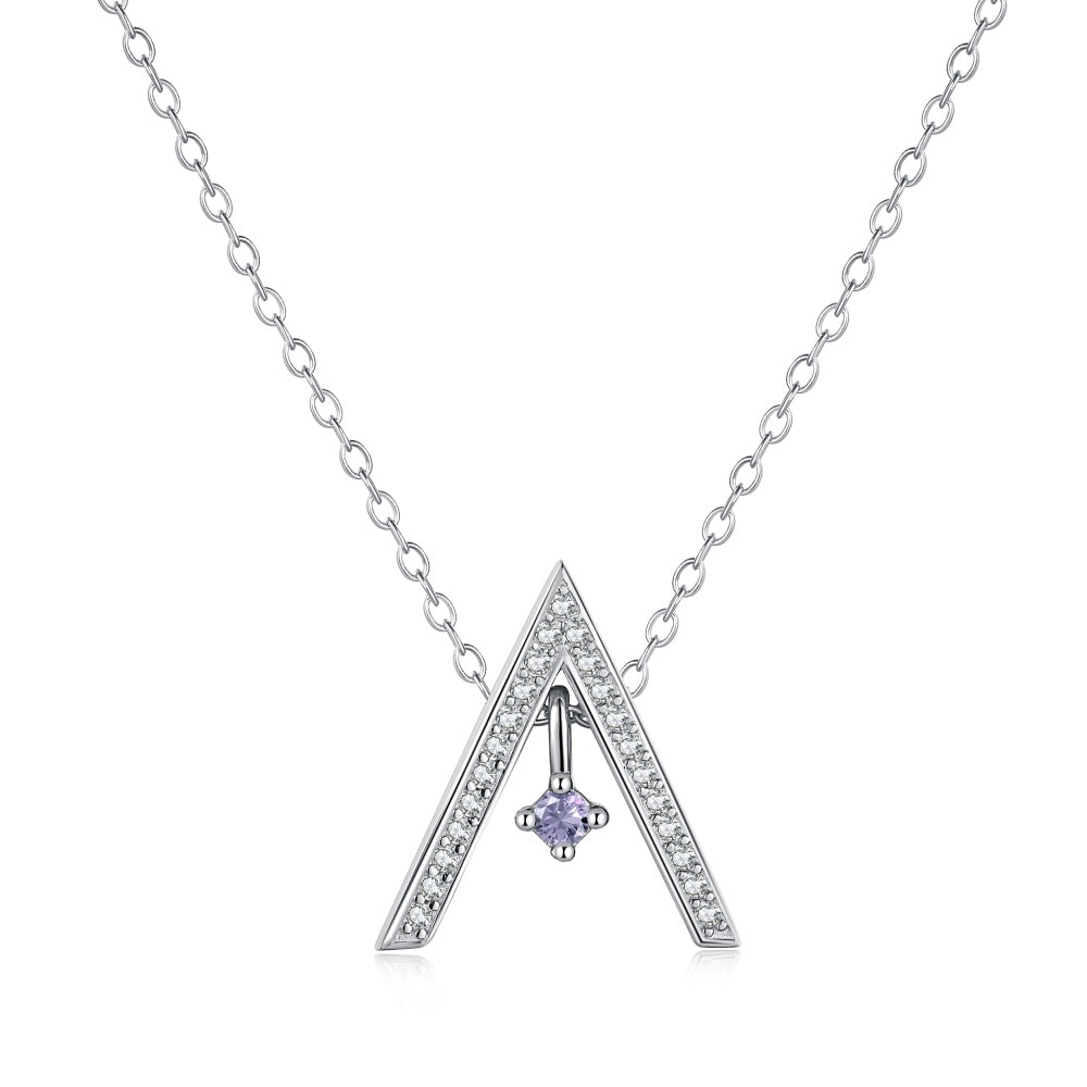 [Olivia Jewelry]Sparkling "A" Shape Necklace