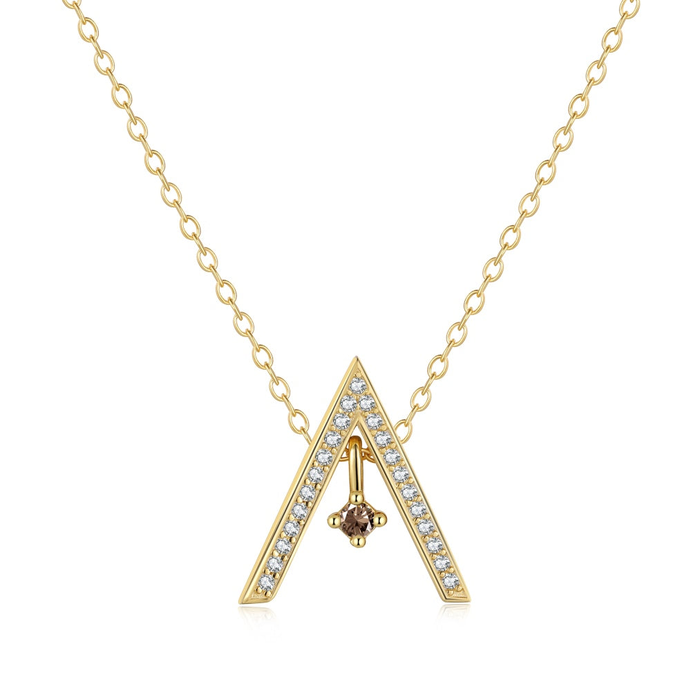 [Olivia Jewelry]Sparkling "A" Shape Necklace