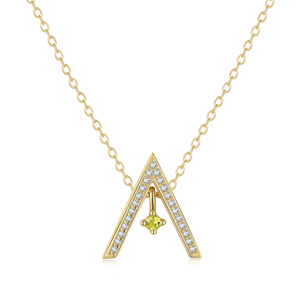 [Olivia Jewelry]Sparkling "A" Shape Necklace