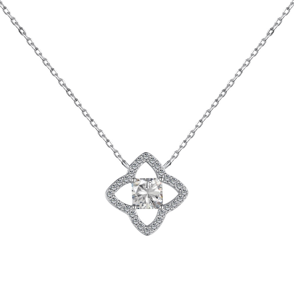 [Olivia Jewelry]Exquisite Flower Shape Princess Cut Necklace