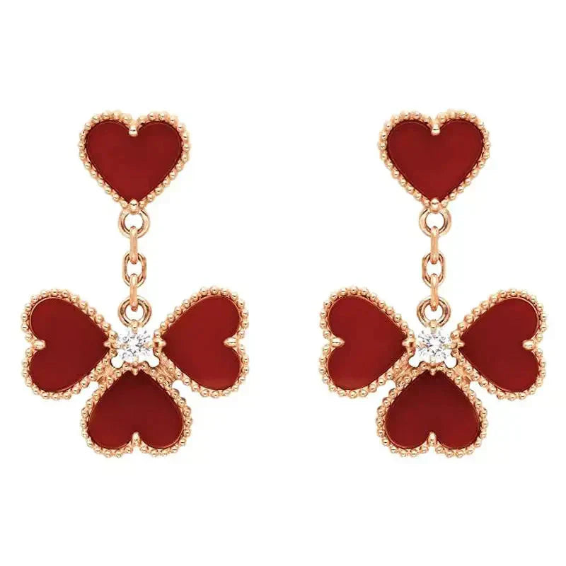 [Olivia Jewelry]SWEET CLOVER CARNELIAN EARRINGS