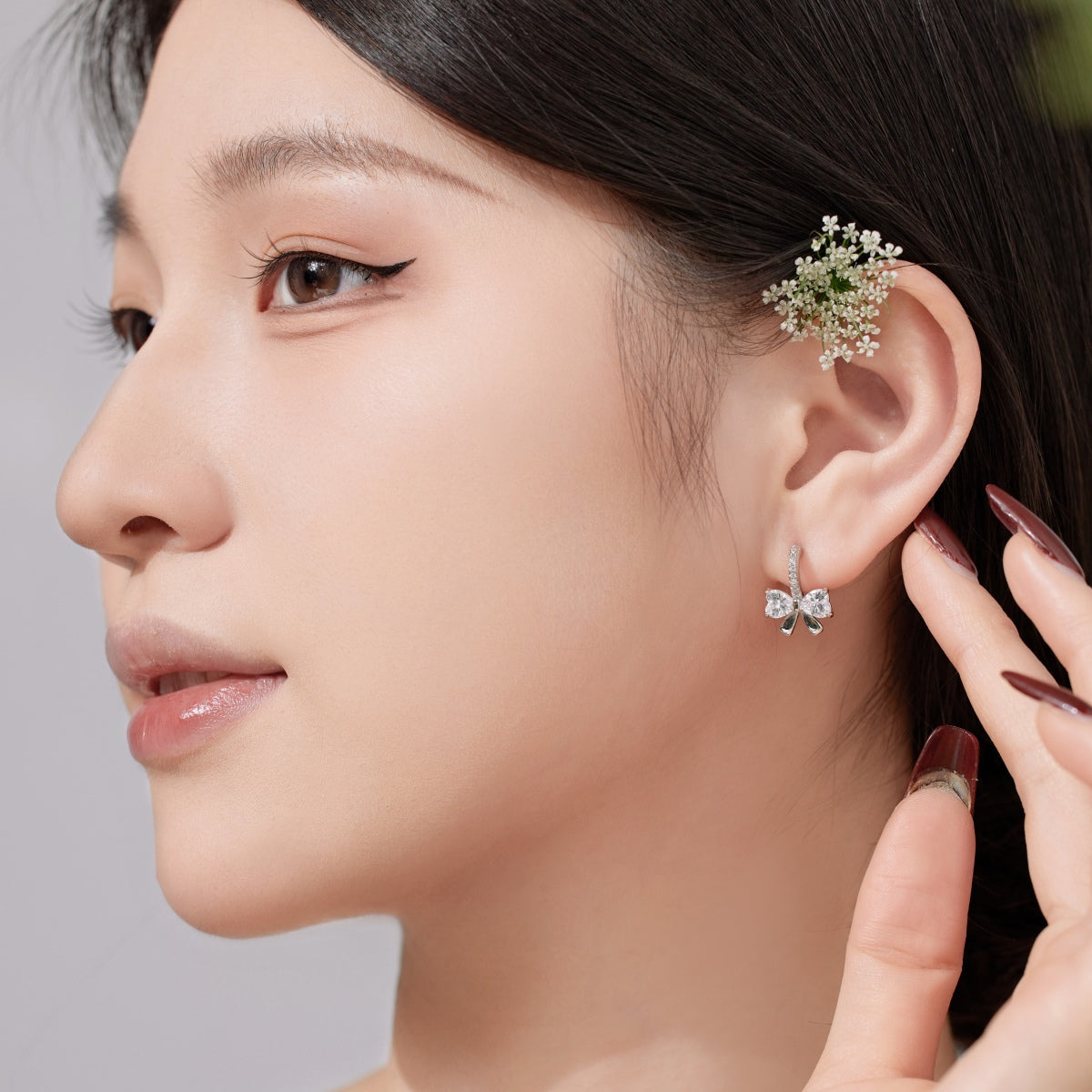 [Olivia Jewelry]Exquisite Earrings With Heart-Shaped Bow Design