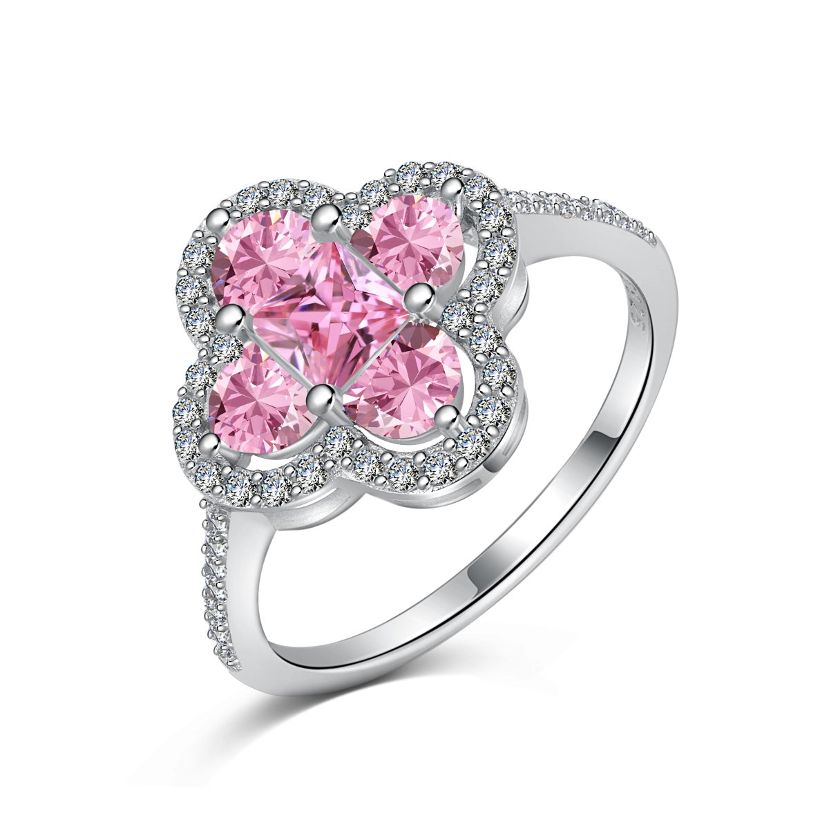 [Olivia Jewelry]Luxurious Eternity Flower Shape Banquet Ring