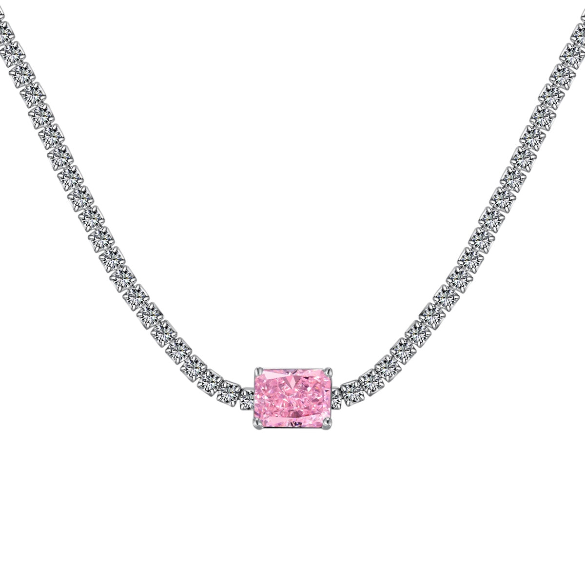 [Olivia Jewelry]2.0 carat Ornate Emerald Cut Necklace