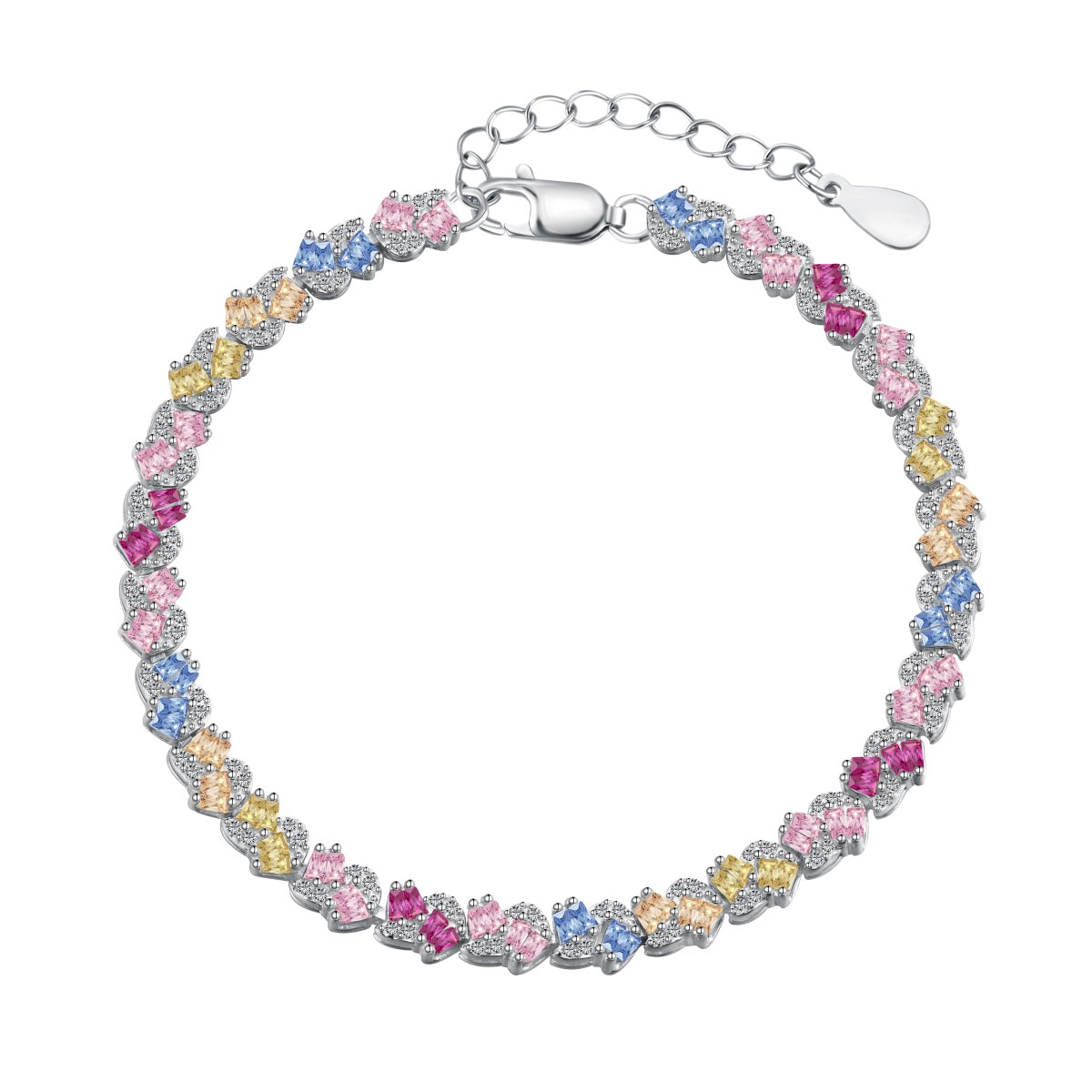 [Olivia Jewelry]Ornate Colorful Flower Shape Party Bracelet