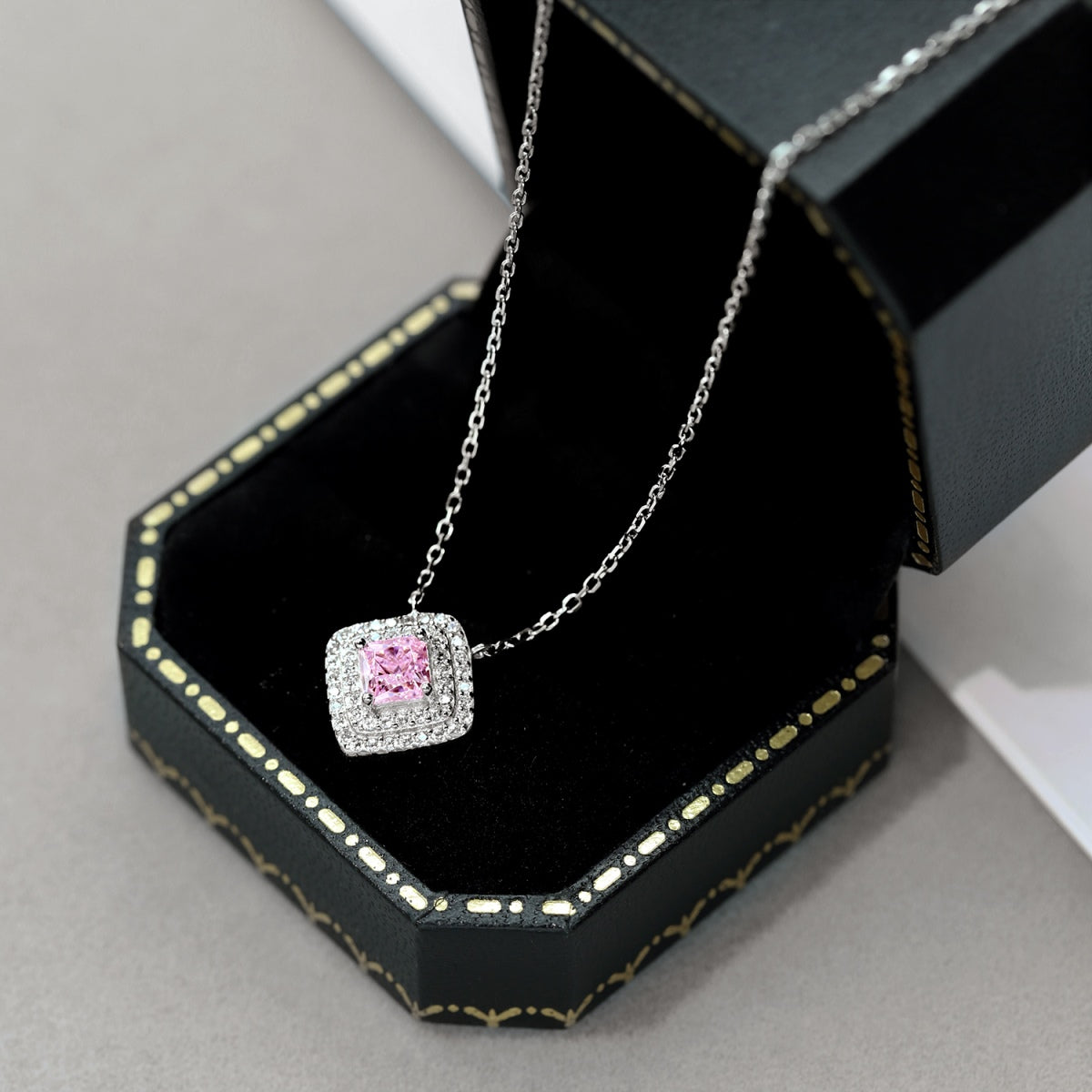 [Olivia Jewelry]Sparkling Asscher Cut Necklace