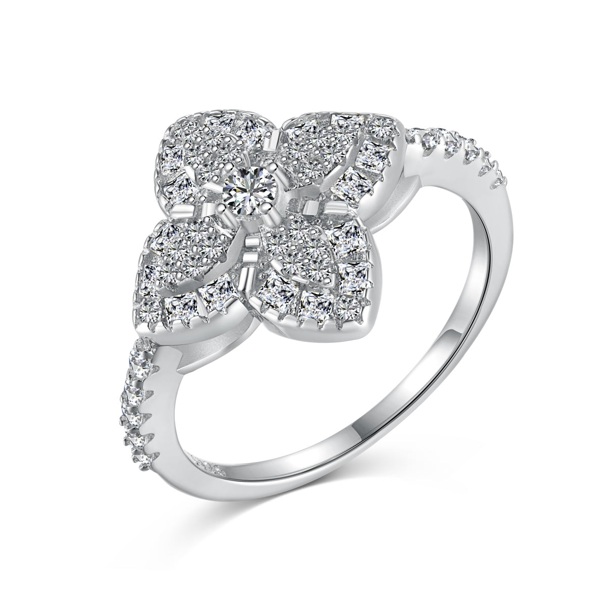[Olivia Jewelry]Luxurious Colorful Flower Shape Banquet Ring