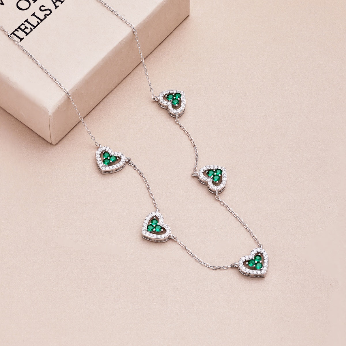 [Olivia Jewelry]Sparkling Five Heart Necklace