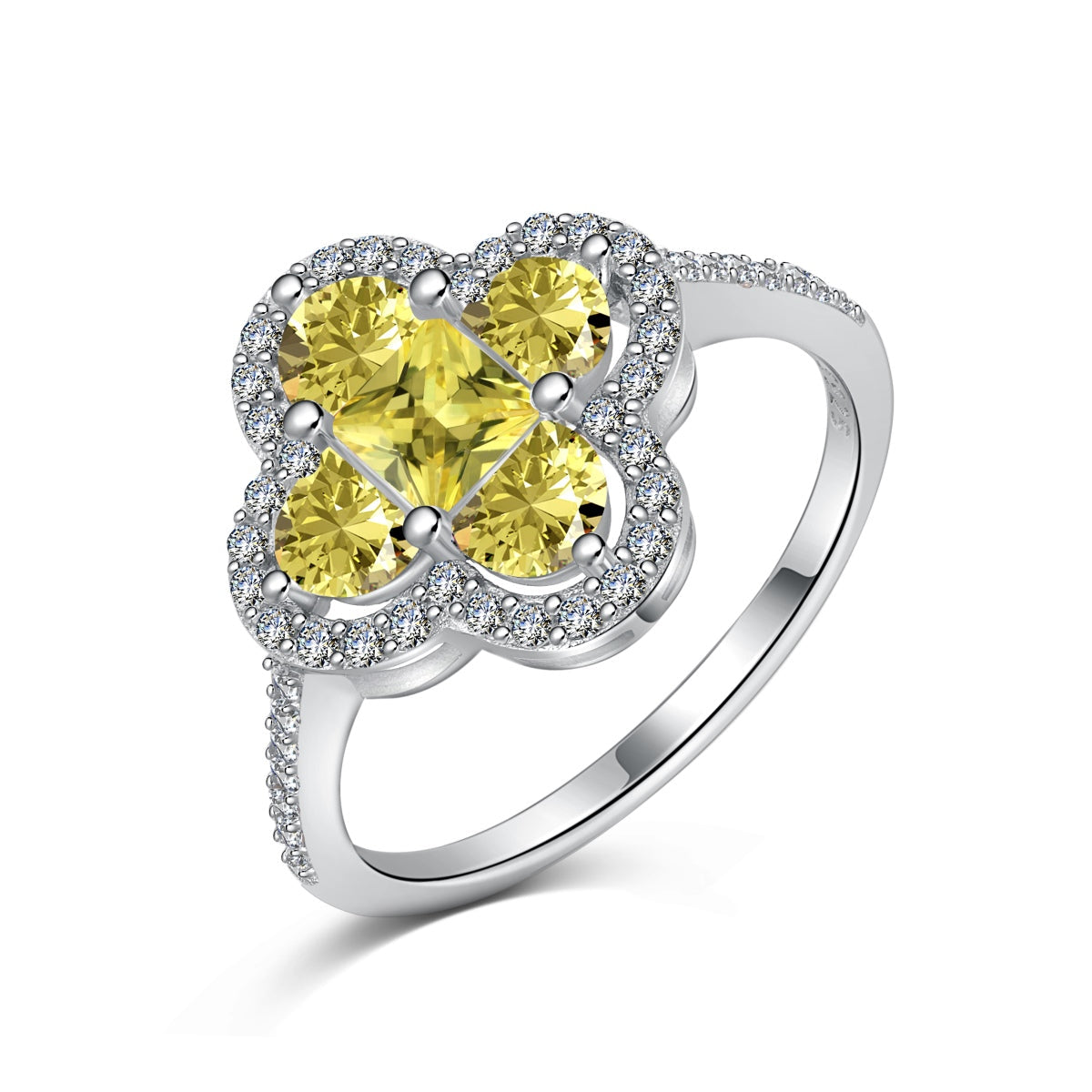 [Olivia Jewelry]Luxurious Eternity Flower Shape Banquet Ring