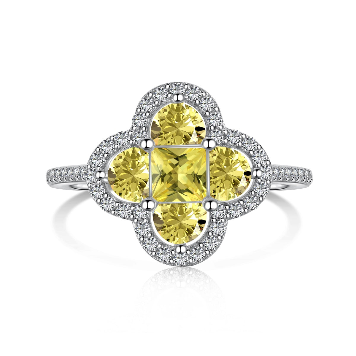 [Olivia Jewelry]Luxurious Eternity Flower Shape Banquet Ring