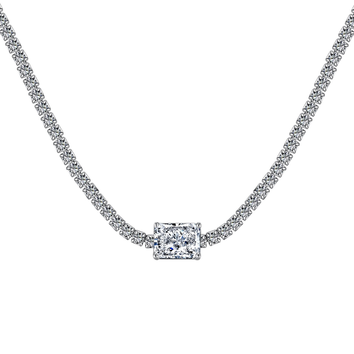 [Olivia Jewelry]2.0 carat Ornate Emerald Cut Necklace