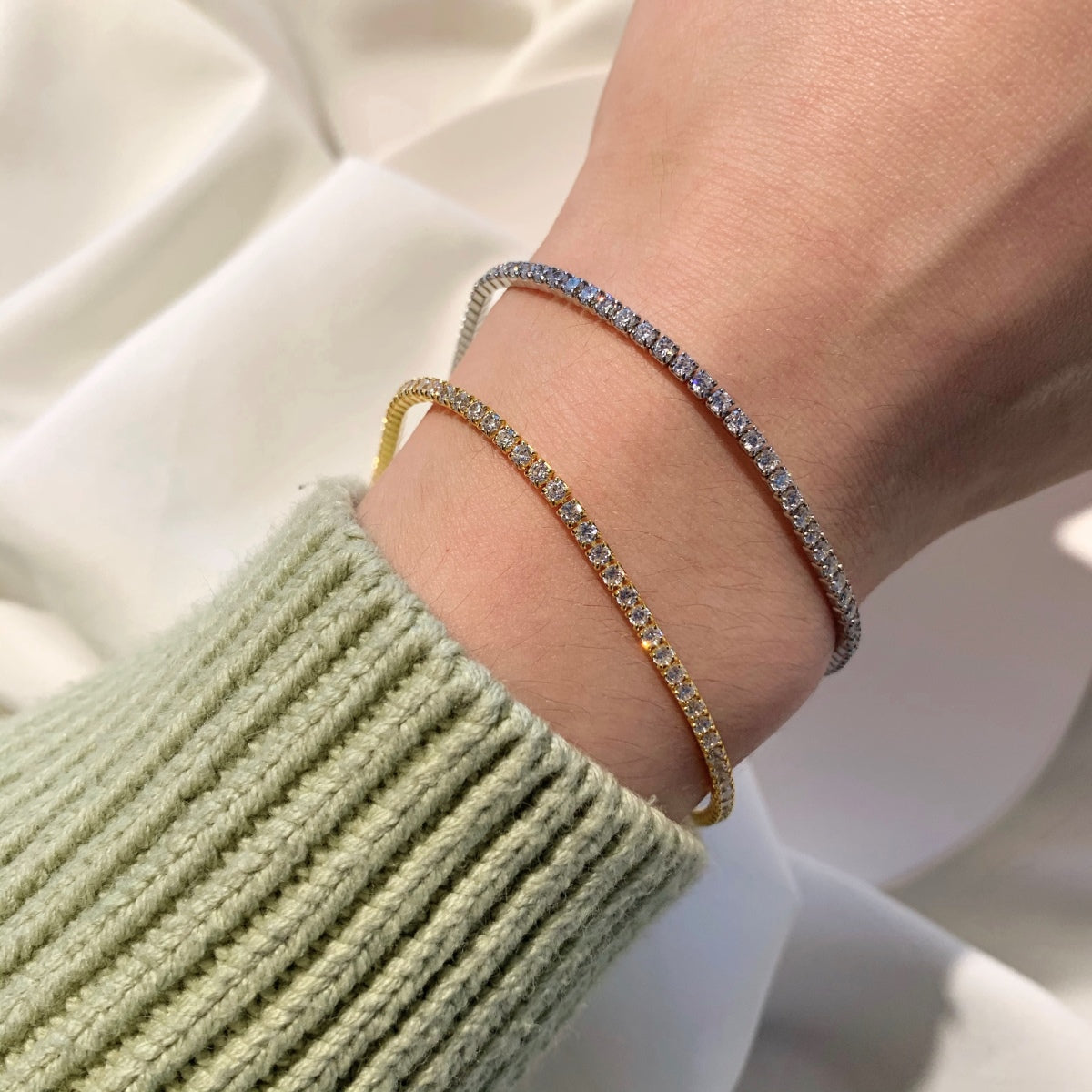 [Olivia Jewelry]Radiant Shinning Princess Cut Tennis Bracelet