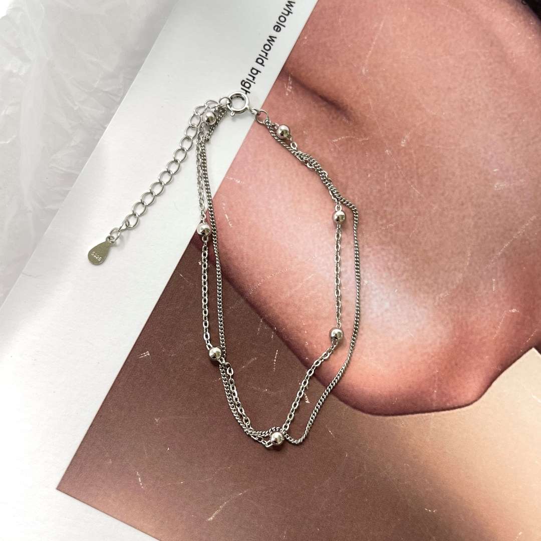 [Olivia Jewelry]Delicate Bead Double Layer Bracelet