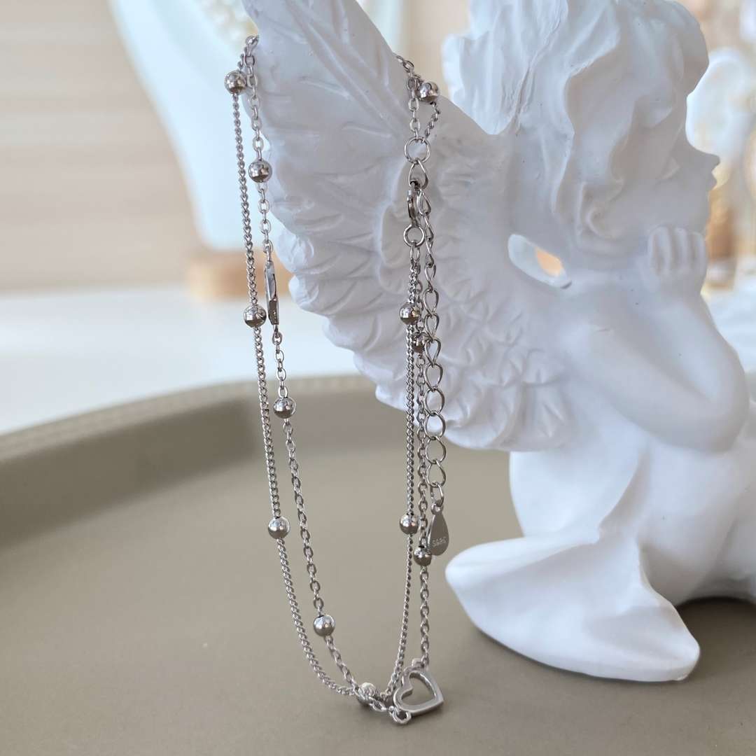 [Olivia Jewelry]Dainty Double Layer Love Heart Bracelet