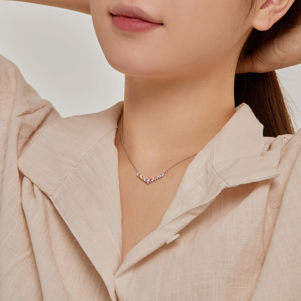 [Olivia Jewelry]Dazzling Rainbow Necklace