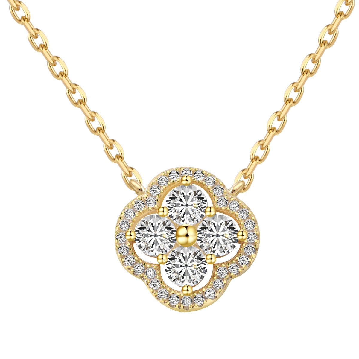 [Olivia Jewelry]Exquisite Necklace With Four-Leaf Clover Flower Design
