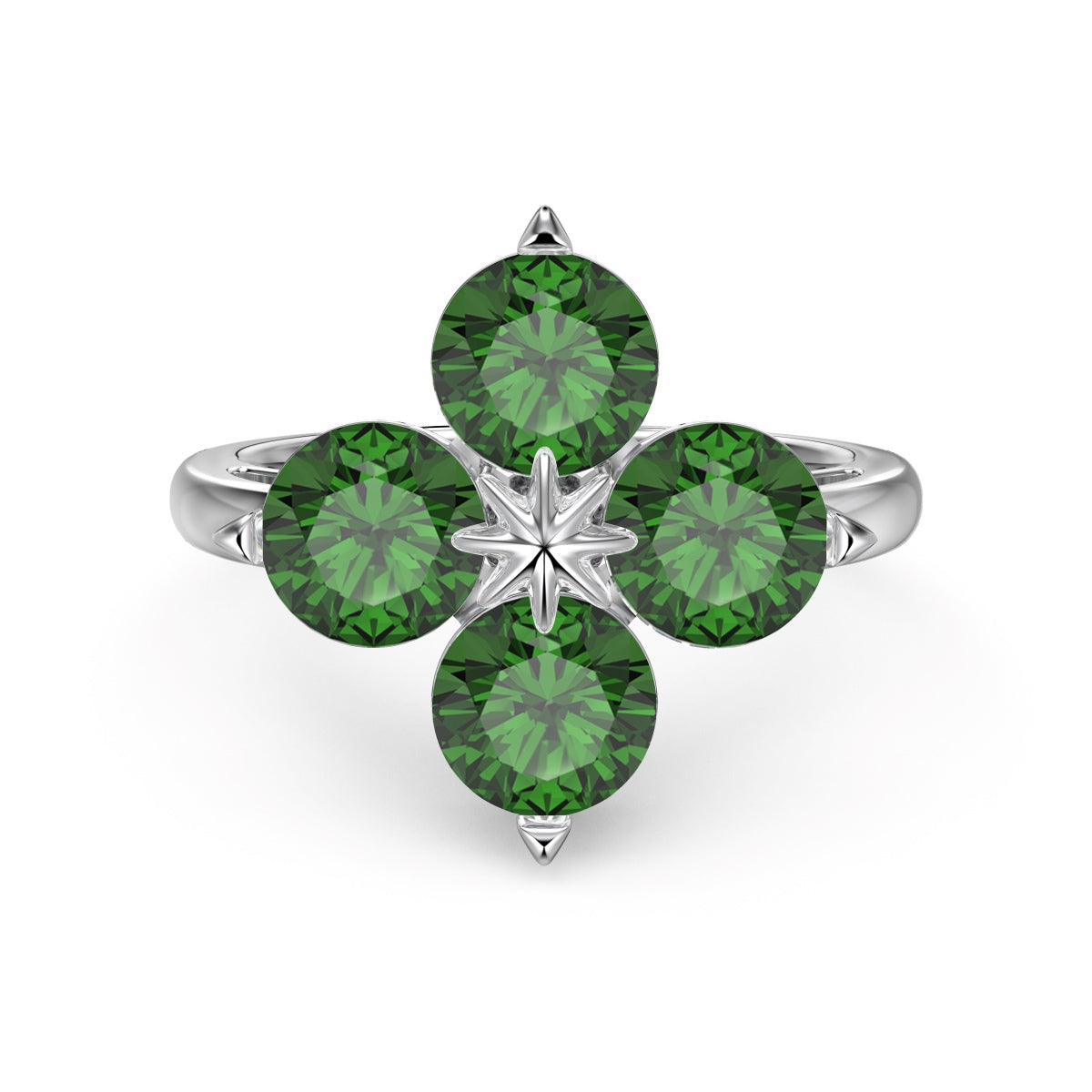 [Olivia Jewelry]Four-Leaf Clover Eight-Pointed Star Ring