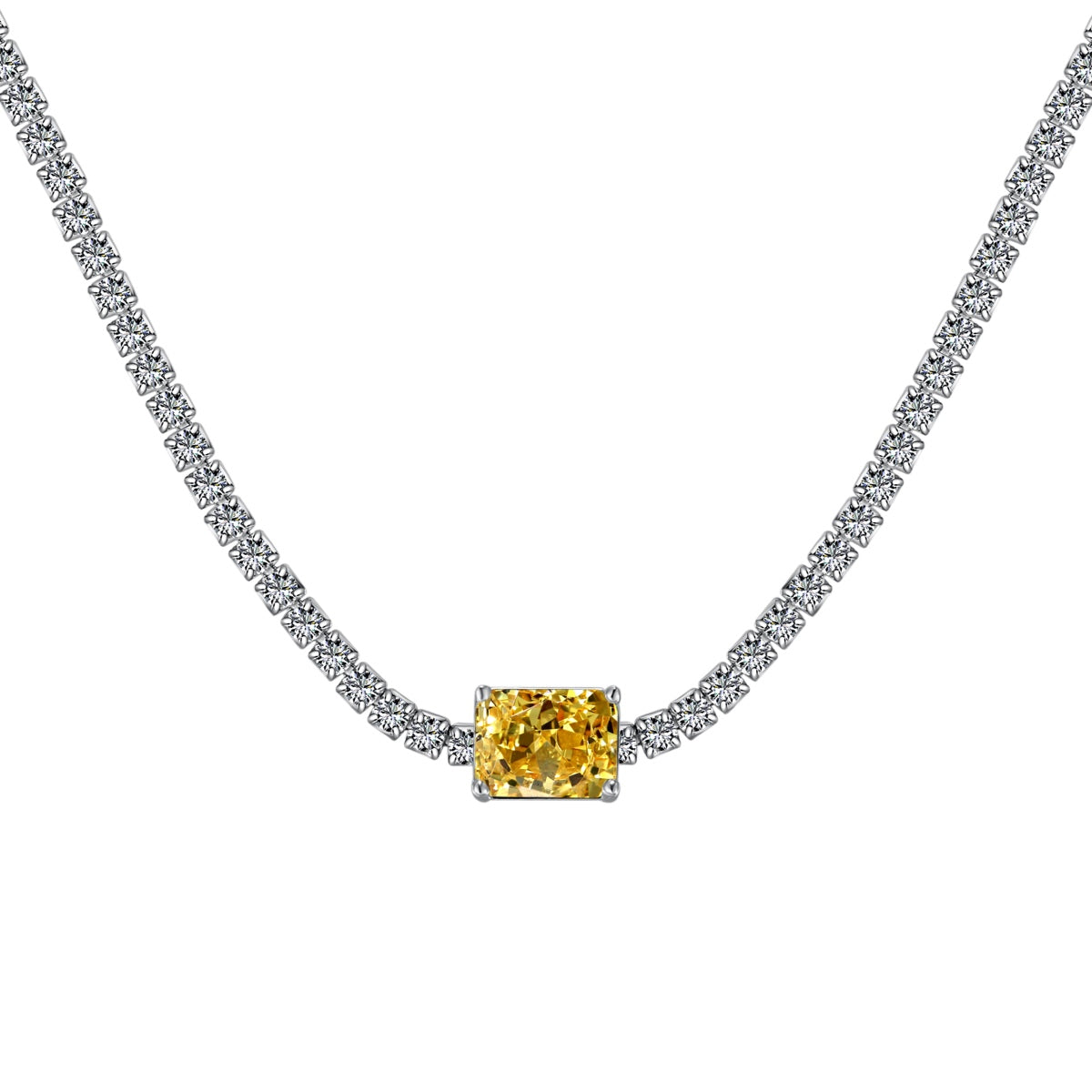 [Olivia Jewelry]2.0 carat Ornate Emerald Cut Necklace