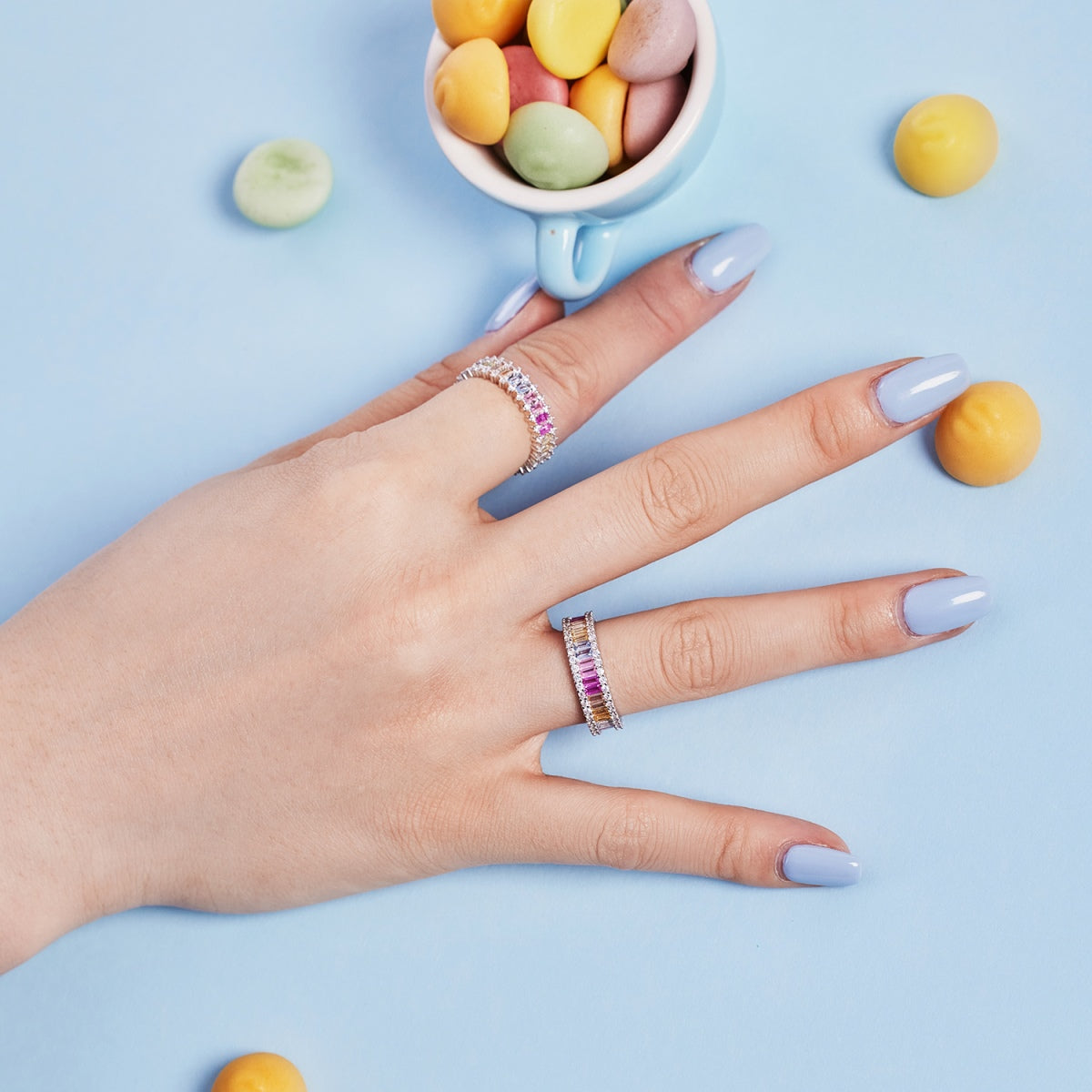 [Olivia Jewelry]Dainty Kaleidoscopic Emerald Cut Daily Ring