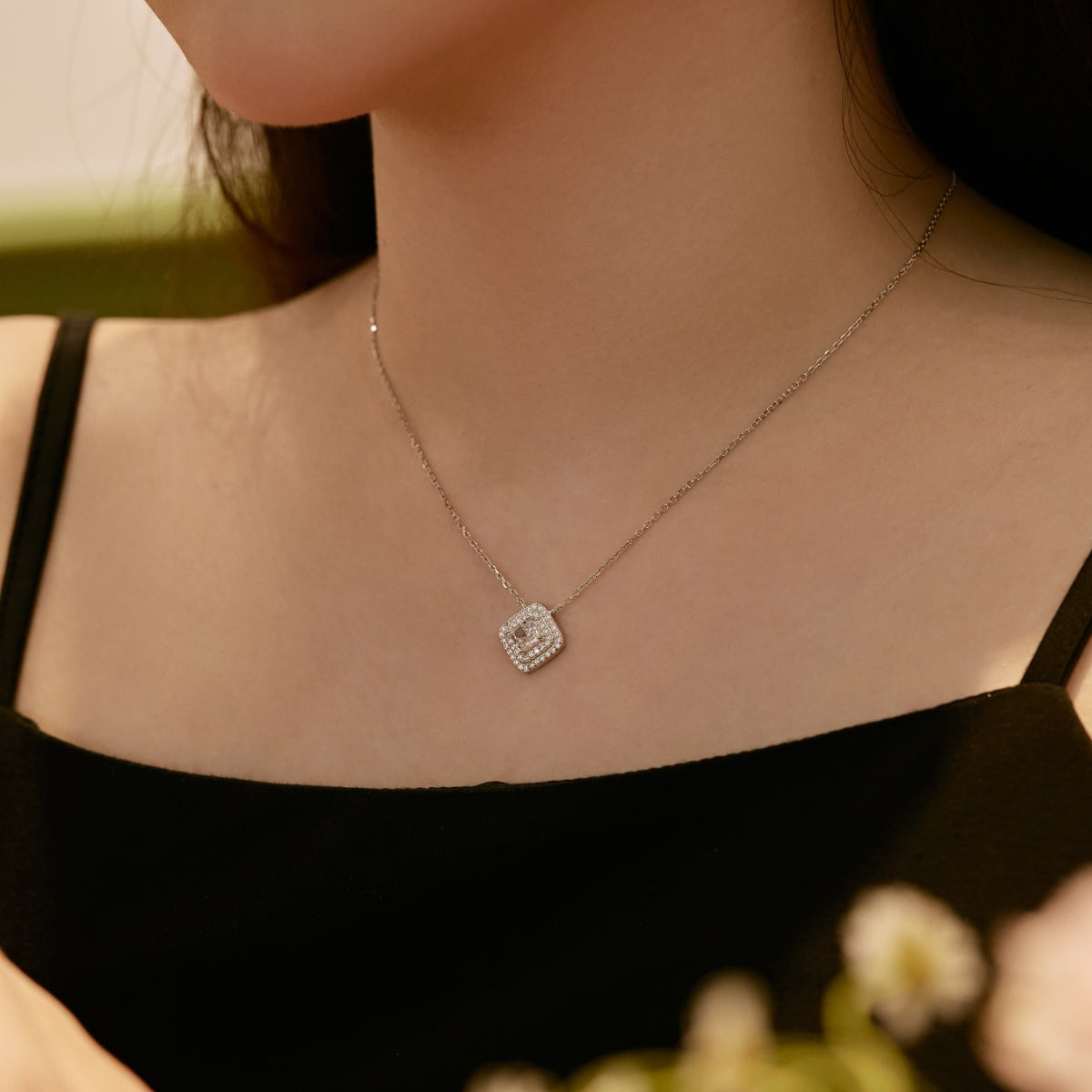 [Olivia Jewelry]Sparkling Asscher Cut Necklace