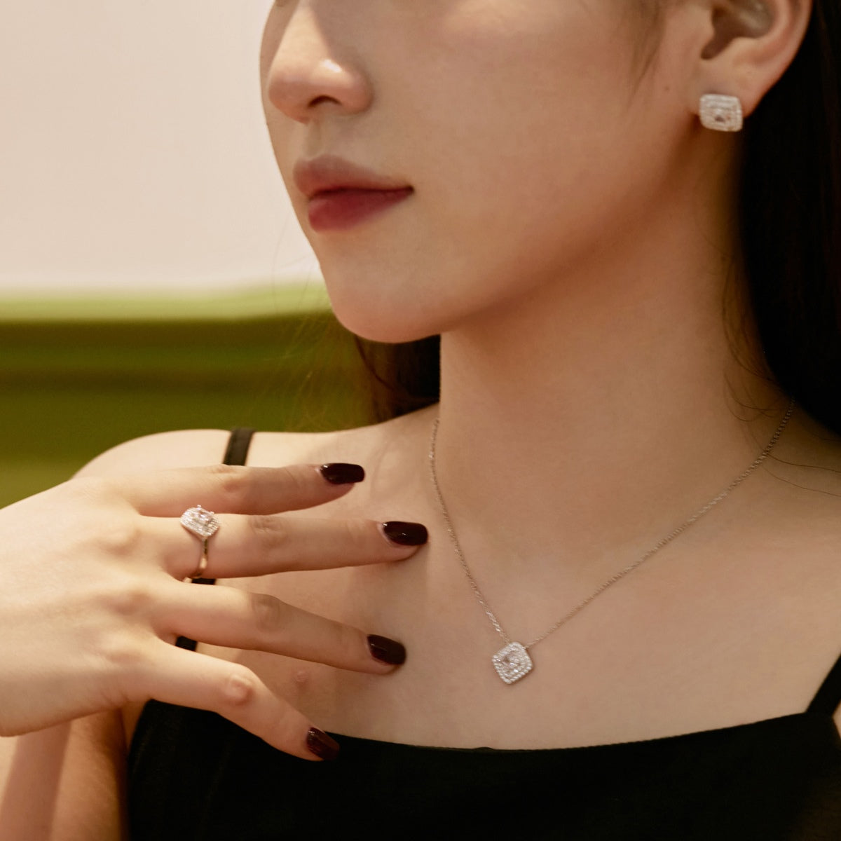 [Olivia Jewelry]Sparkling Asscher Cut Necklace