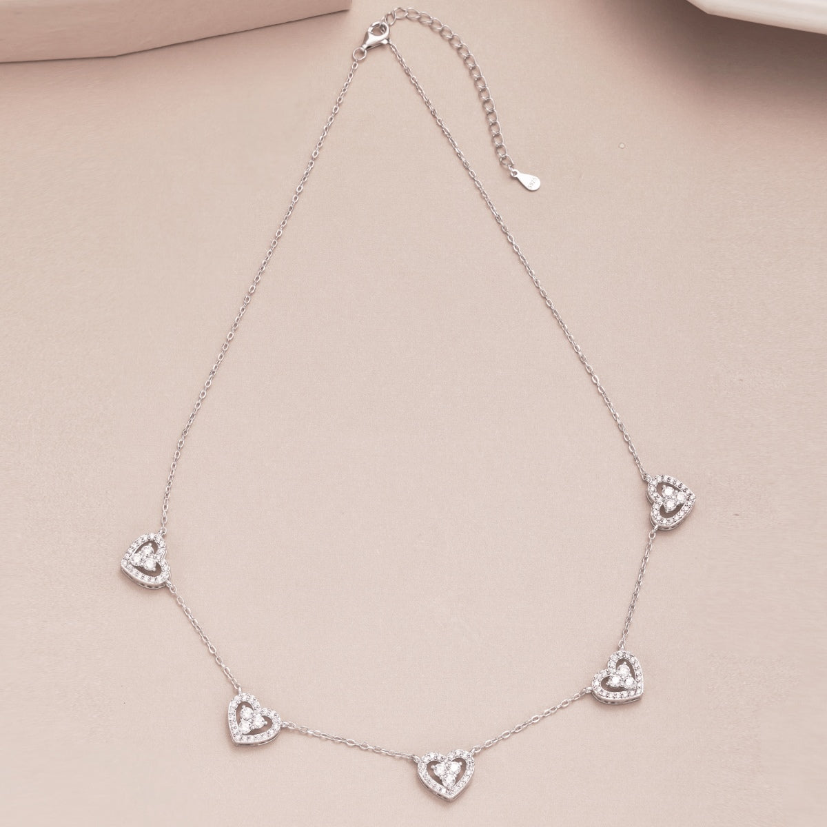 [Olivia Jewelry]Sparkling Five Heart Necklace