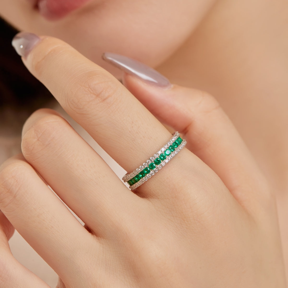 [Olivia Jewelry]Delicate Colorful Round Cut Daily Ring