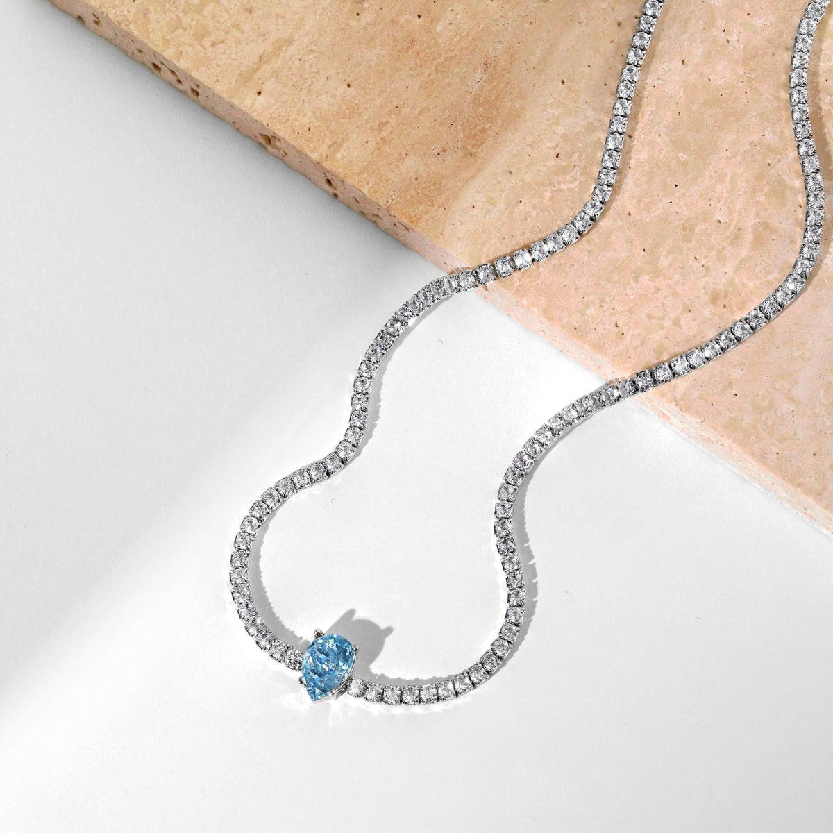 [Olivia Jewelry]1.0 carat Unique Pear Cut Tennis Necklace