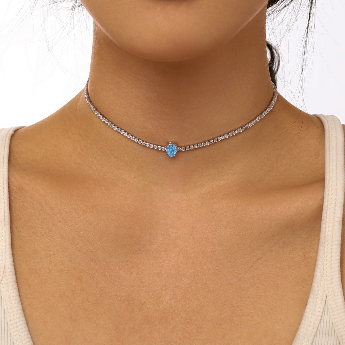 [Olivia Jewelry]1.0 carat Unique Pear Cut Tennis Necklace