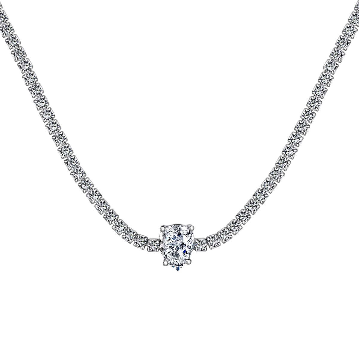 [Olivia Jewelry]1.0 carat Unique Pear Cut Tennis Necklace