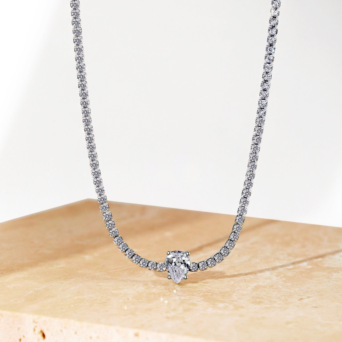 [Olivia Jewelry]1.0 carat Unique Pear Cut Tennis Necklace