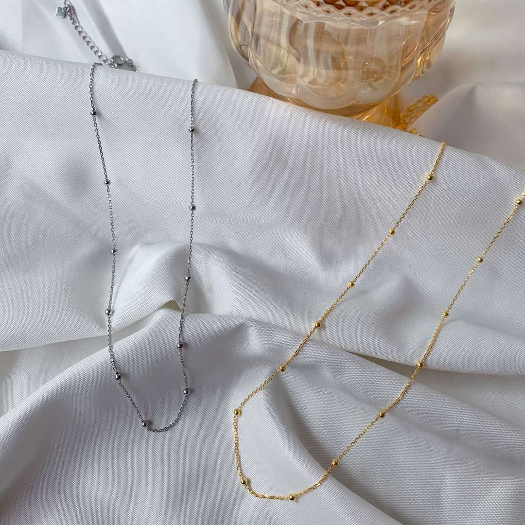 [Olivia Jewelry]Small Bead Clavicle Chain Simple Necklace