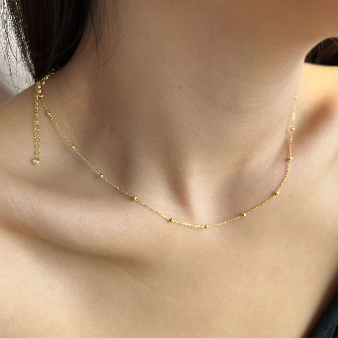 [Olivia Jewelry]Small Bead Clavicle Chain Simple Necklace