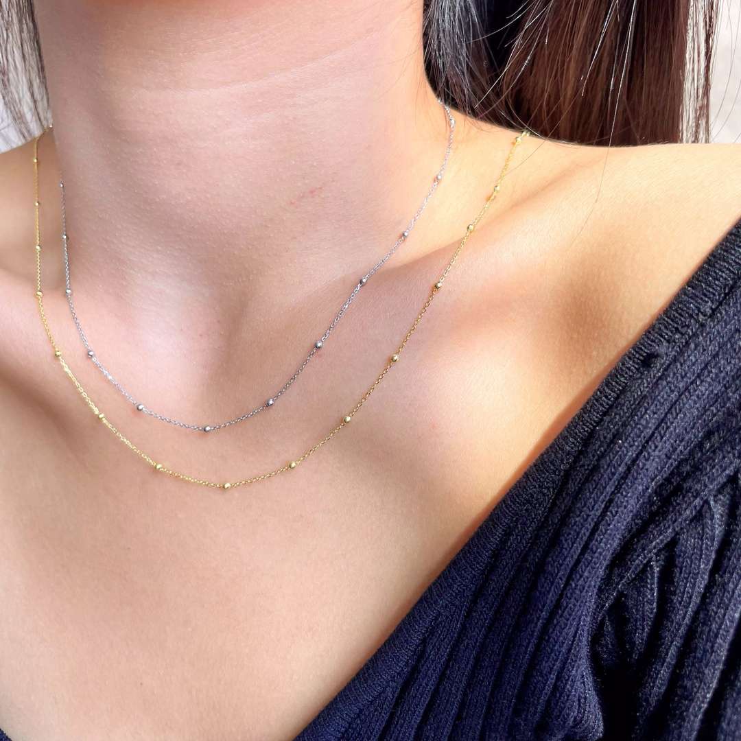 [Olivia Jewelry]Small Bead Clavicle Chain Simple Necklace