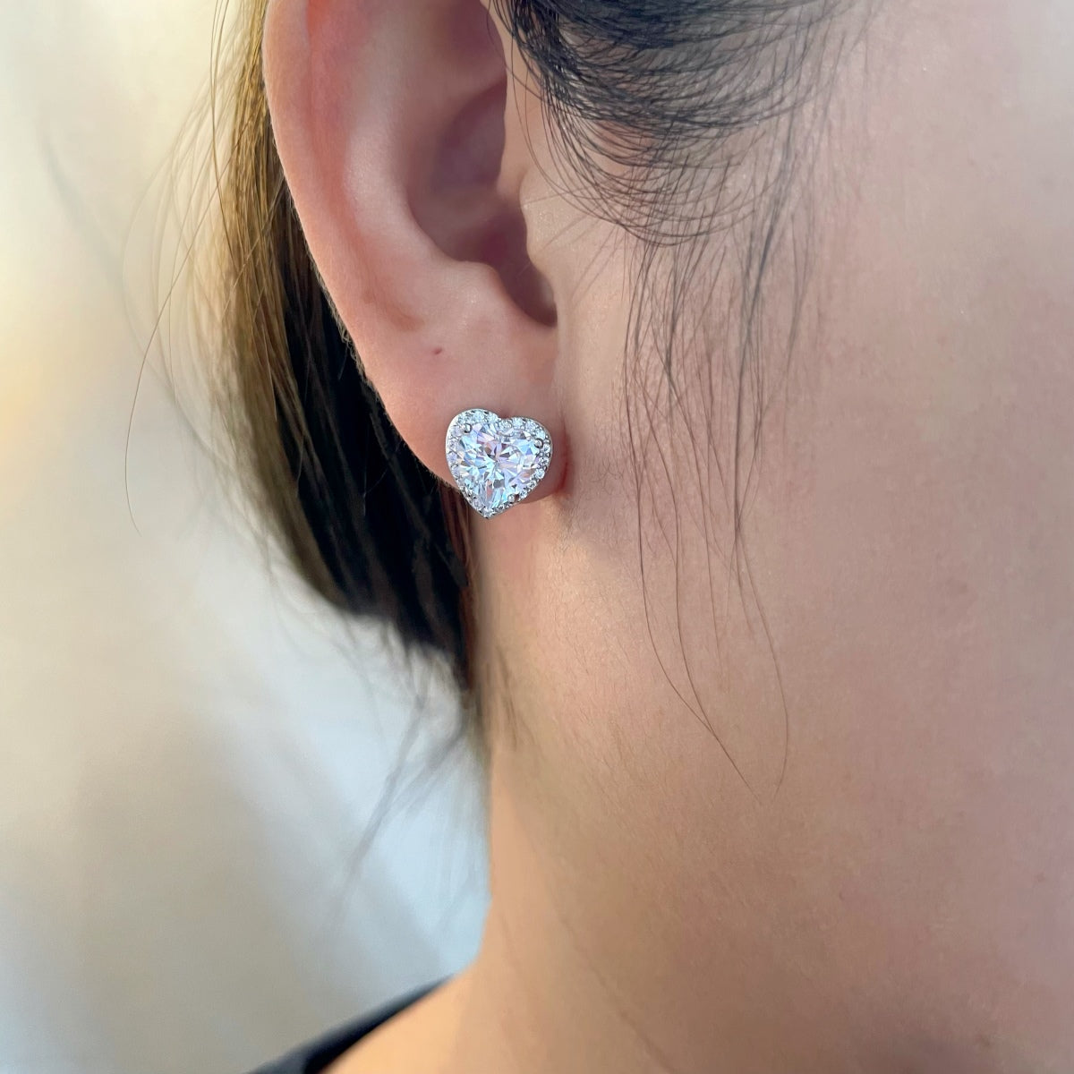 [Olivia Jewelry]Sparkling Heart Shape Lover Earrings