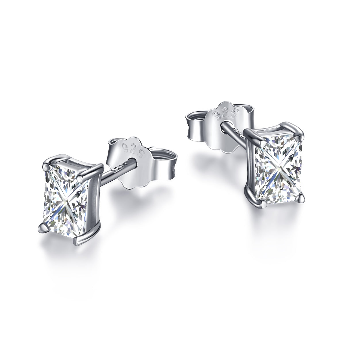[Olivia Jewelry]Stylish Shiny Rectangular Center Stone Stud Earrings