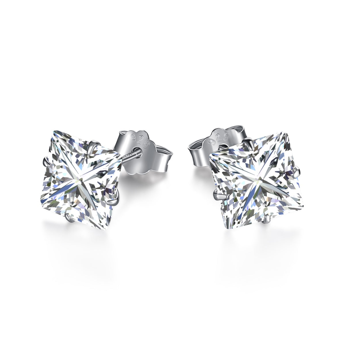 [Olivia Jewelry]Stylish Shiny Square Center Stone Stud Earrings