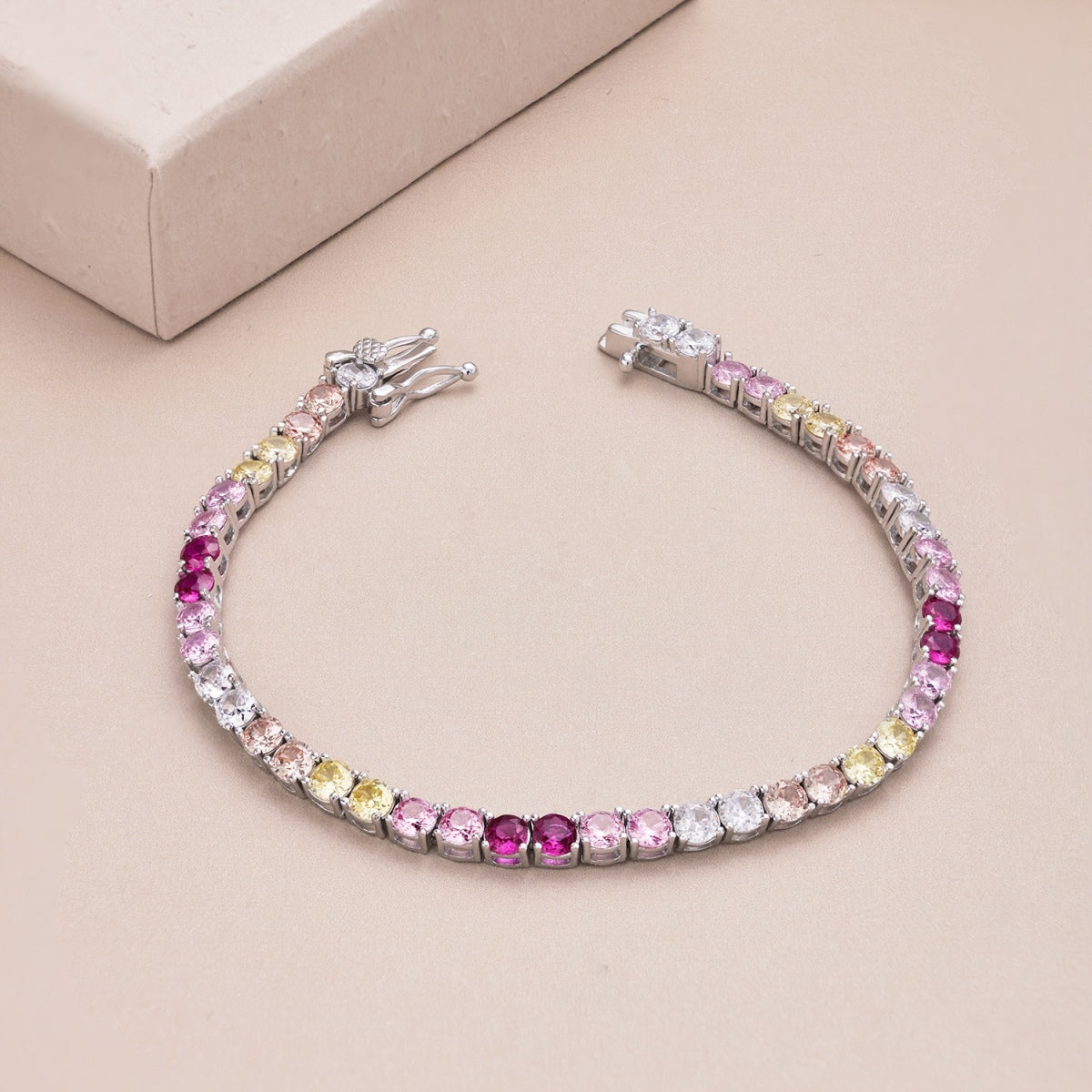 [Olivia Jewelry]Radiant Colorful Round Cut Tennis Bracelet