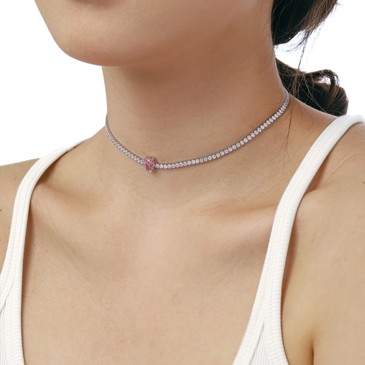 [Olivia Jewelry]1.0 carat Unique Pear Cut Tennis Necklace