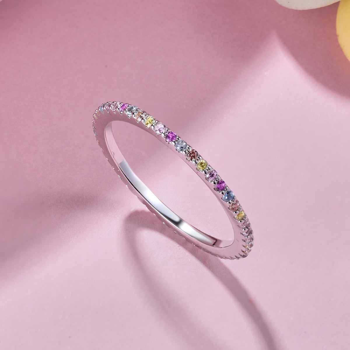[Olivia Jewelry]Ornate Colorful Round Cut Tennis Ring