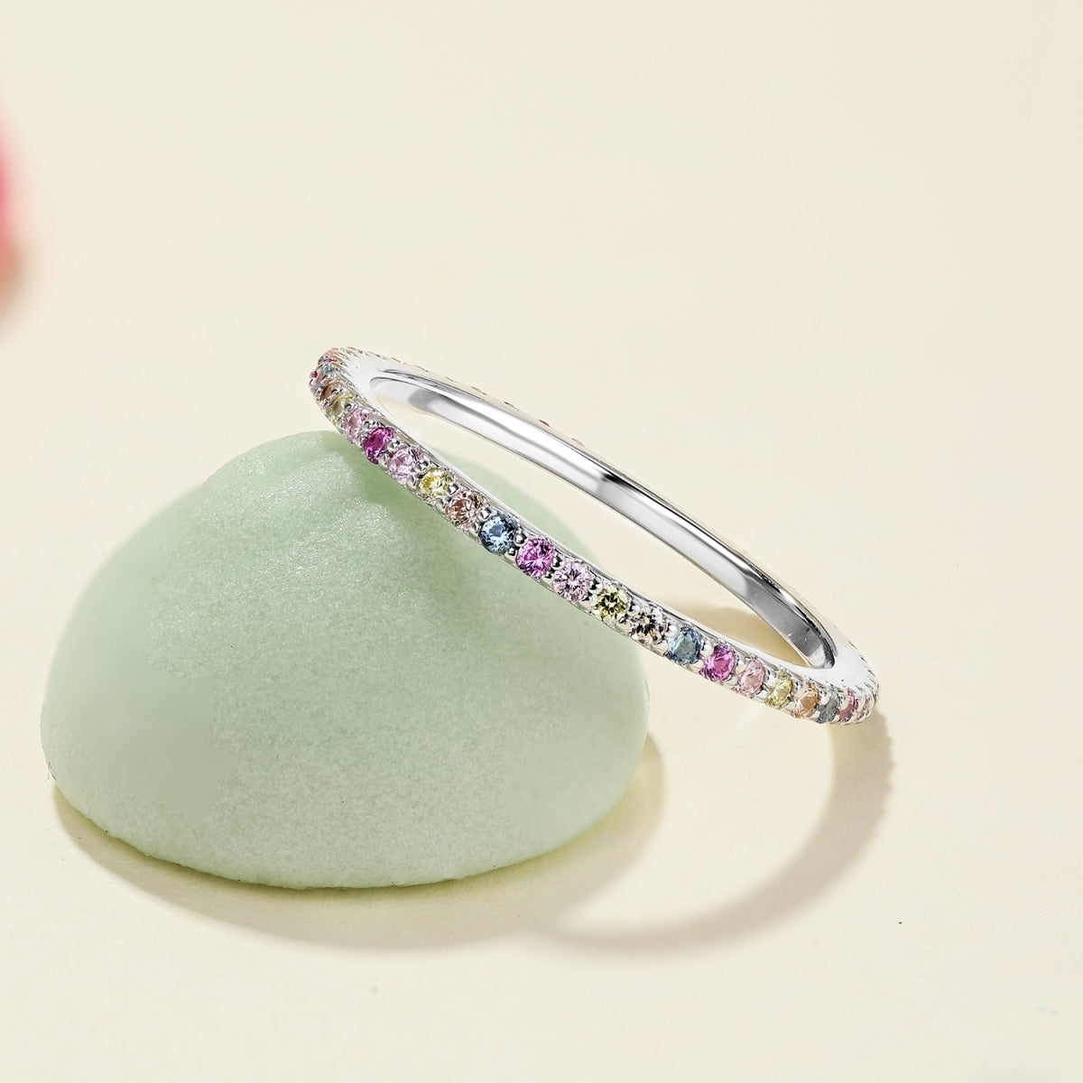 [Olivia Jewelry]Ornate Colorful Round Cut Tennis Ring