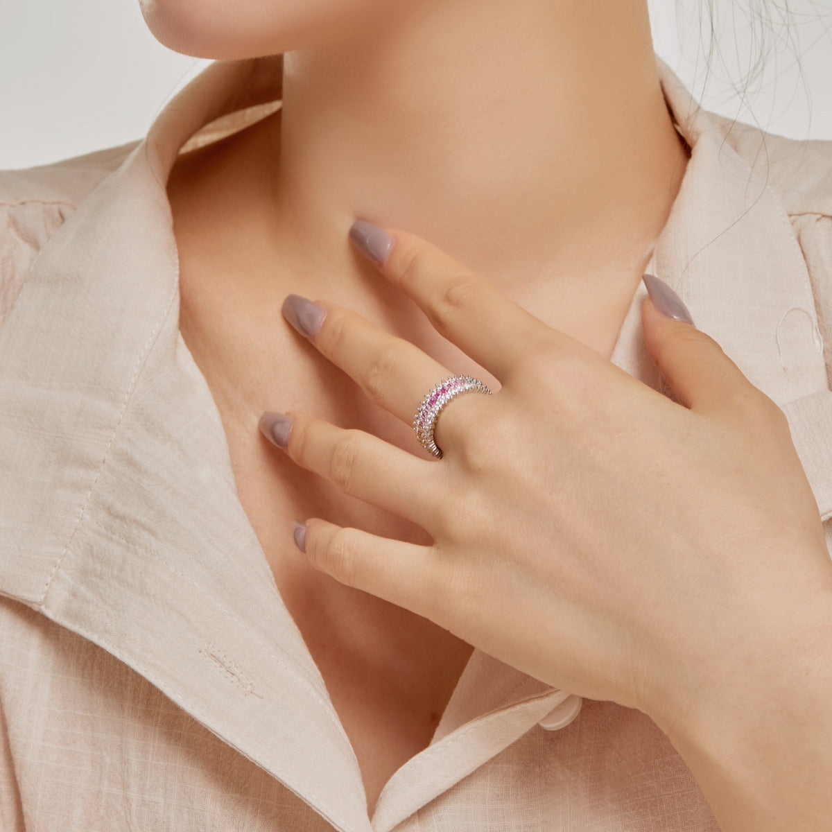 [Olivia Jewelry]Ornate Colorful Radiant Cut Daily Ring