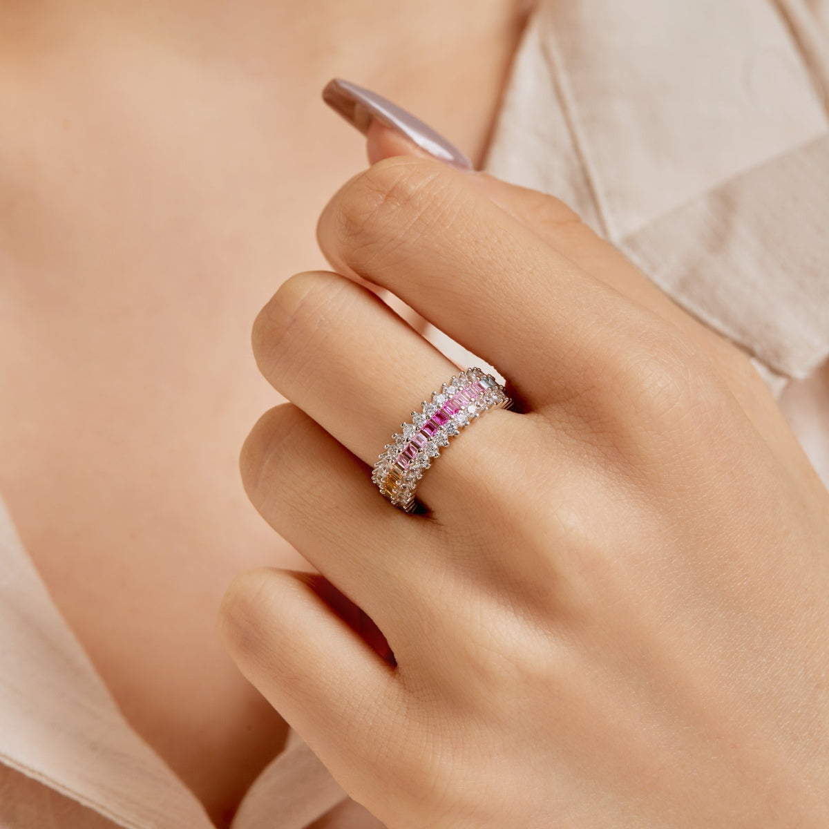 [Olivia Jewelry]Ornate Colorful Radiant Cut Daily Ring