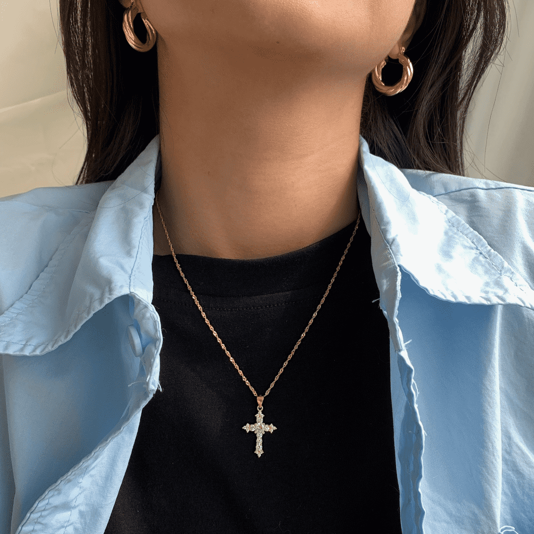 [Olivia Jewelry]Delicate Cross Shape Necklace