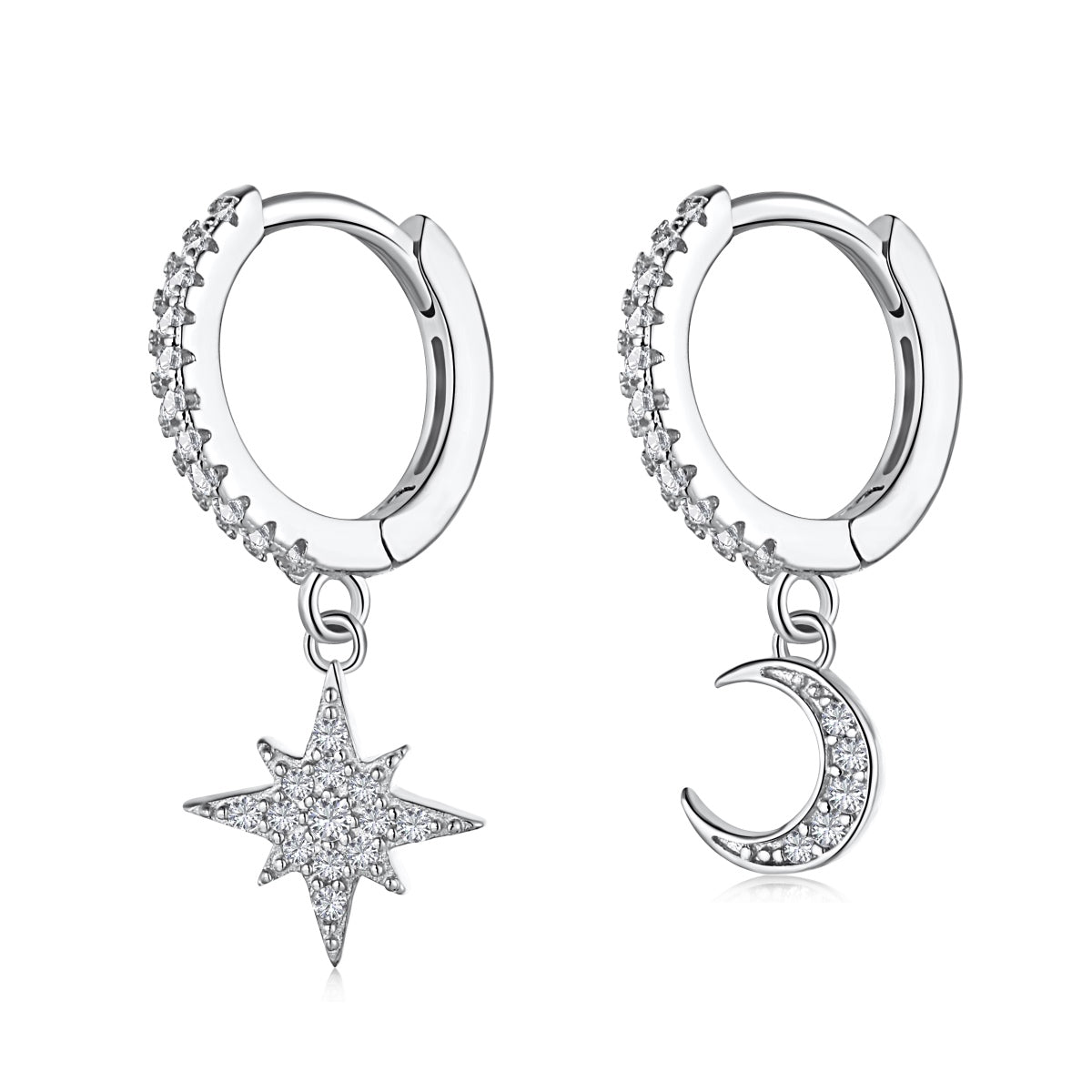[Olivia Jewelry]Star and Moon Asymmetric Earrings