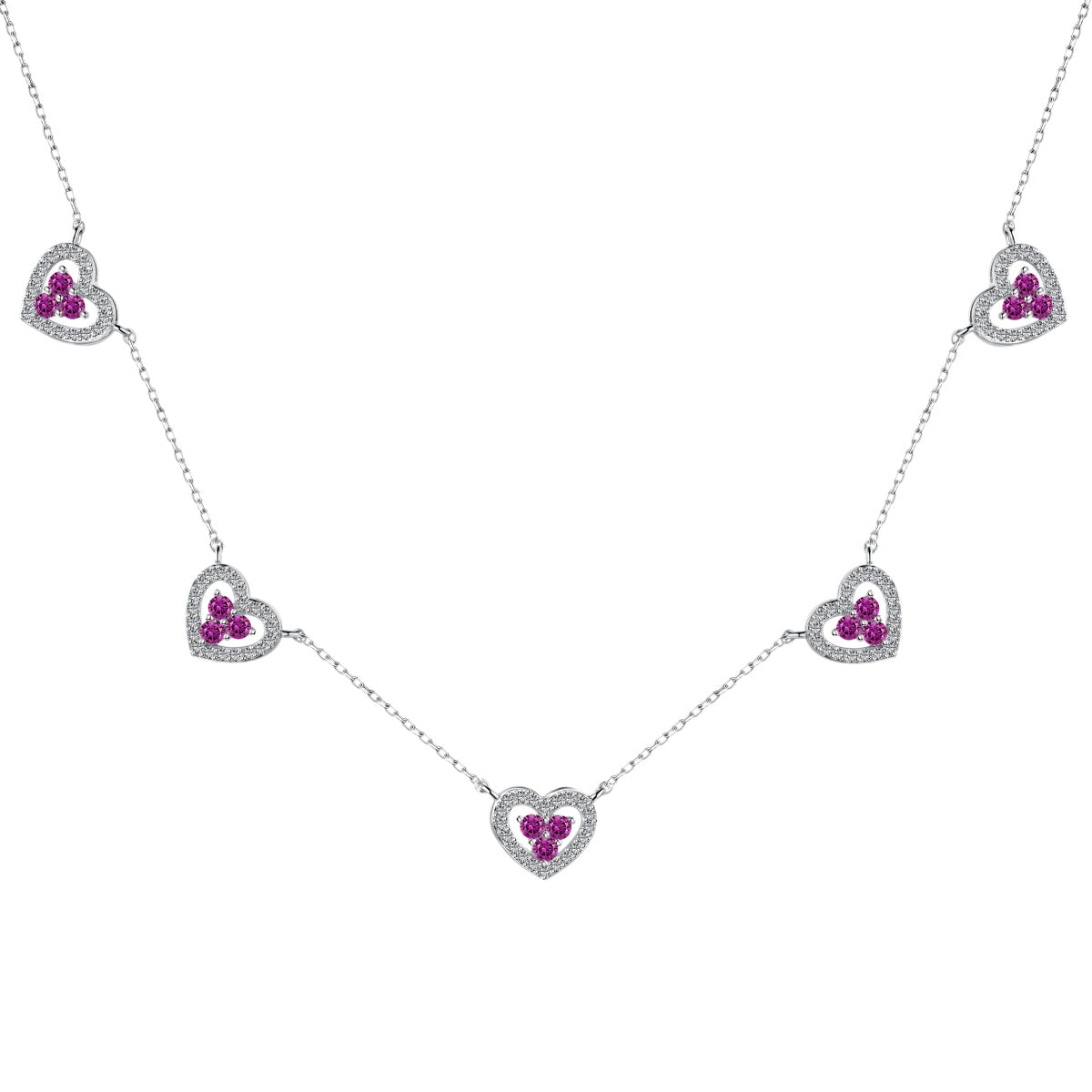 [Olivia Jewelry]Sparkling Five Heart Necklace