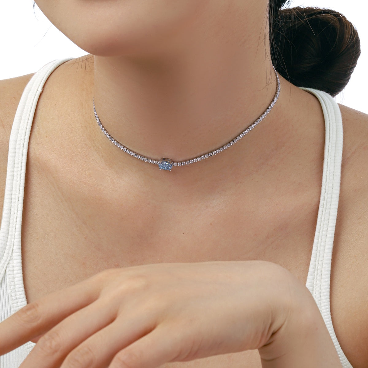 [Olivia Jewelry]1.0 Carat Shining Oval Cut Necklace