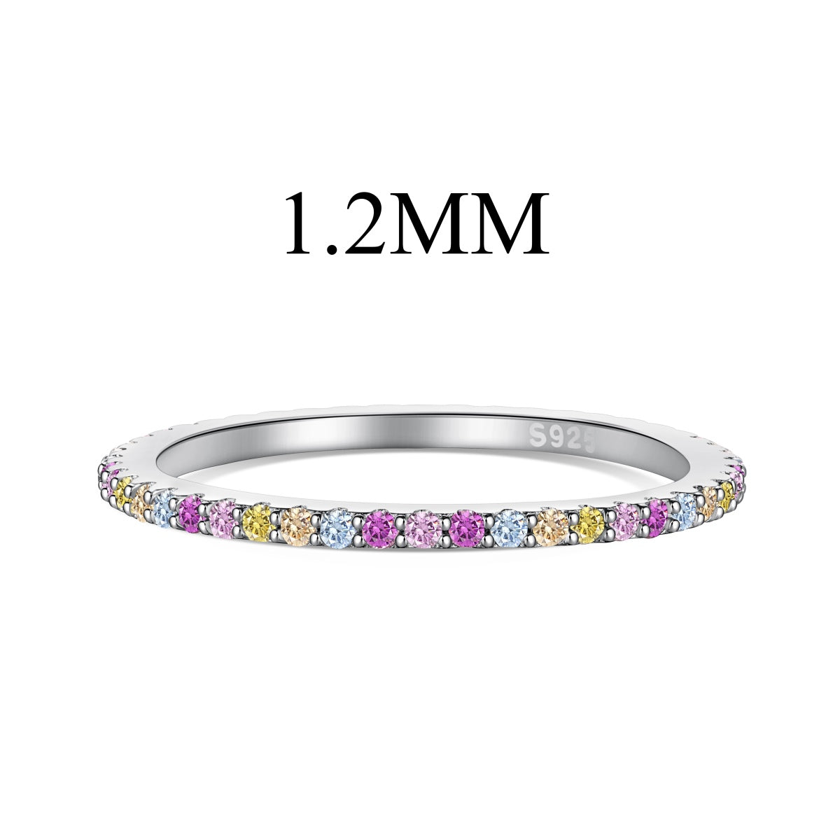 [Olivia Jewelry]Ornate Colorful Round Cut Tennis Ring