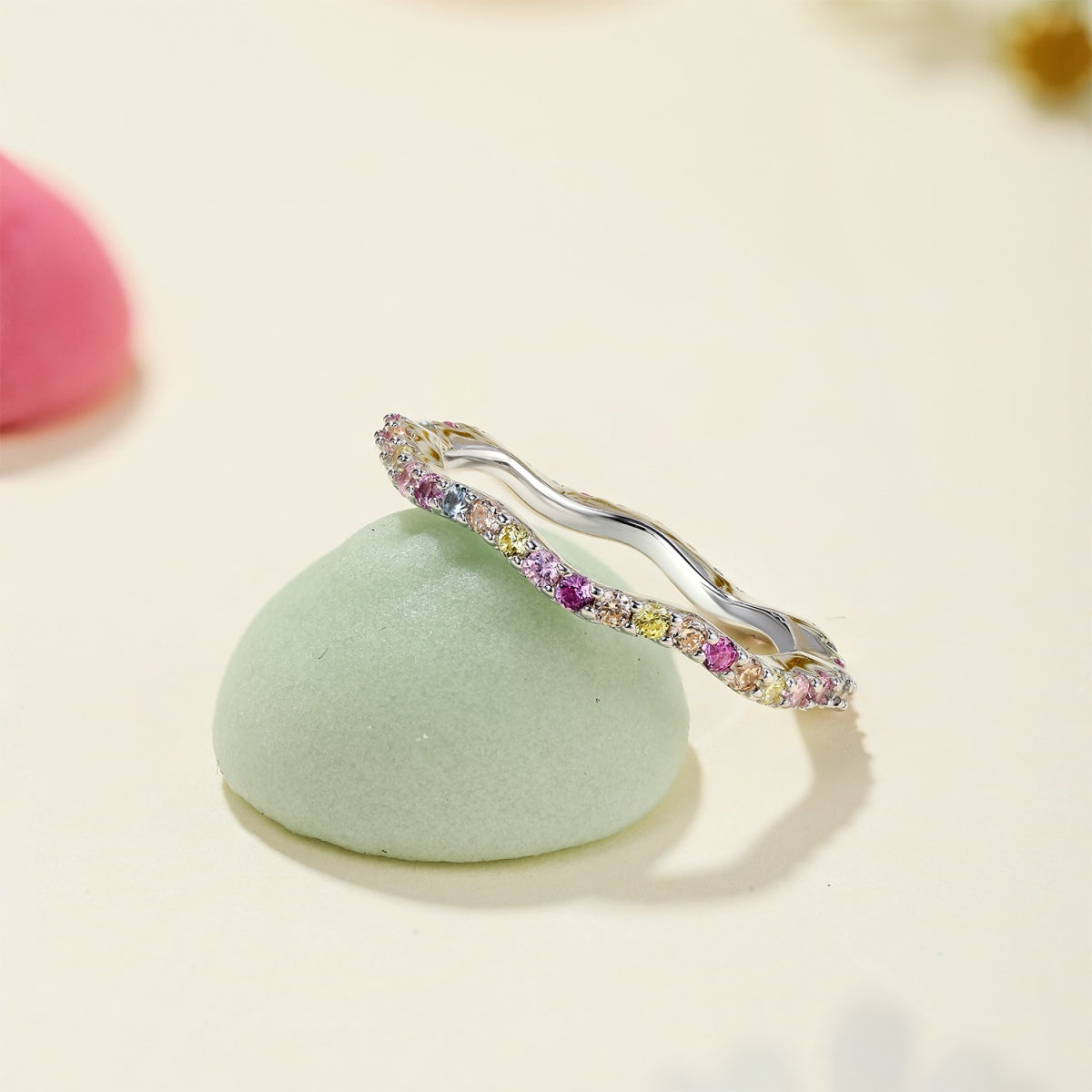 [Olivia Jewelry]Dainty Colorful Round Cut Party Ring