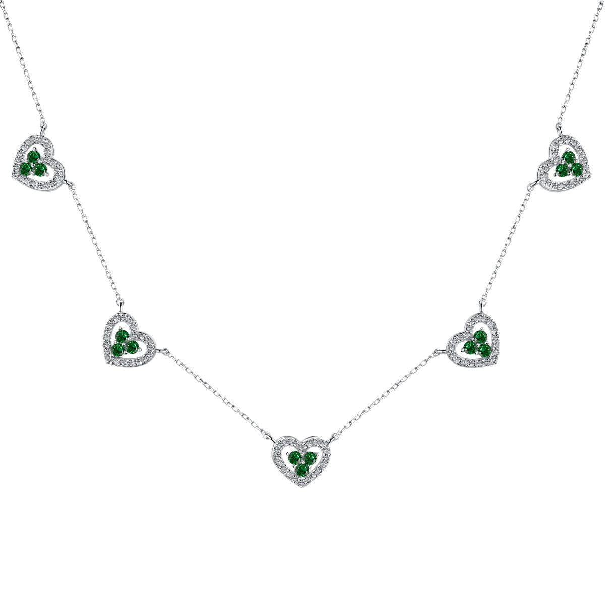 [Olivia Jewelry]Sparkling Five Heart Necklace